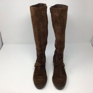 Nine West Brown Suede Blogger Harness Mid Calf High Boots